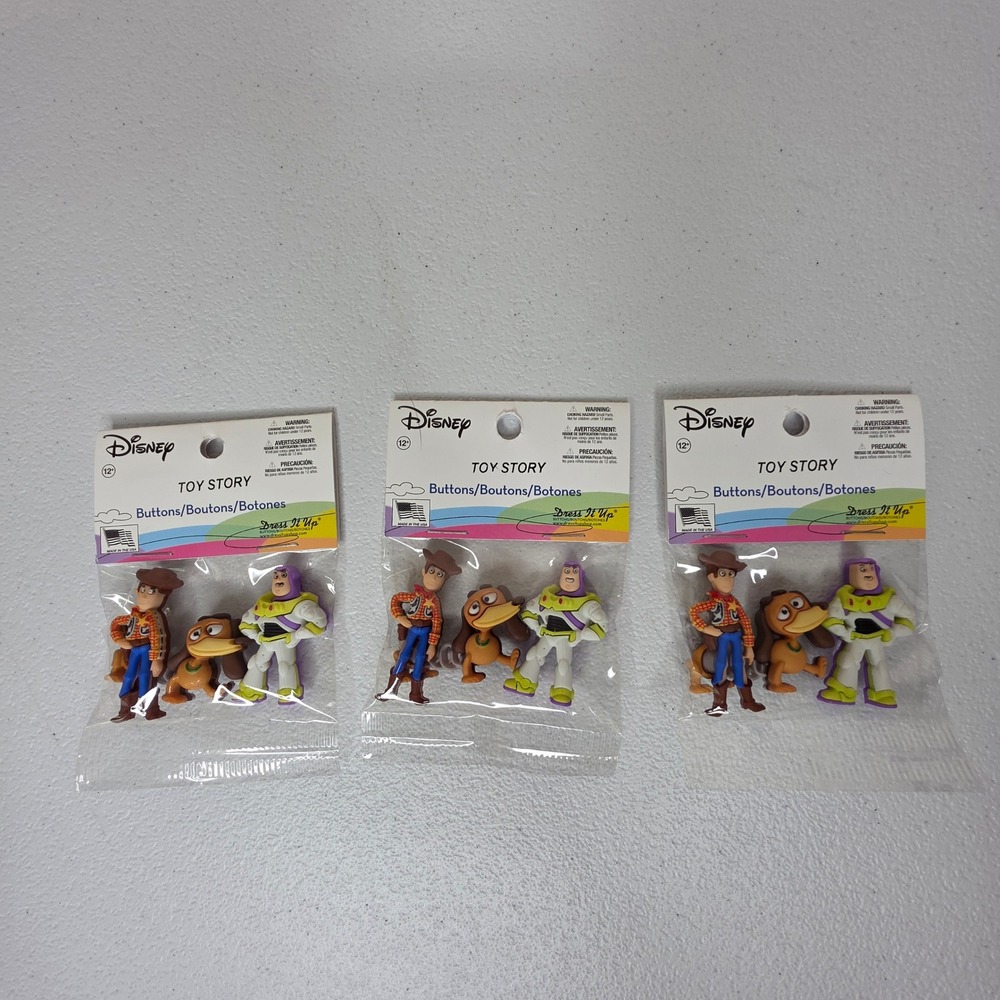 NEW Disney Dress It Up Toy Story Buttons Crafts Woody Buzz Slinky 3-Pack